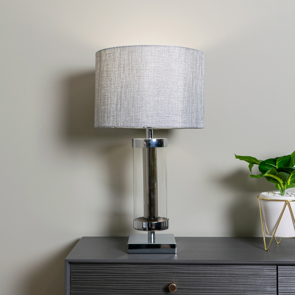 Jane glass cylinder lamp silver/grey 54cm