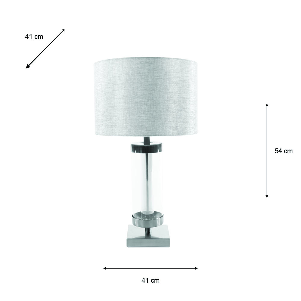 Jane glass cylinder lamp silver/grey 54cm