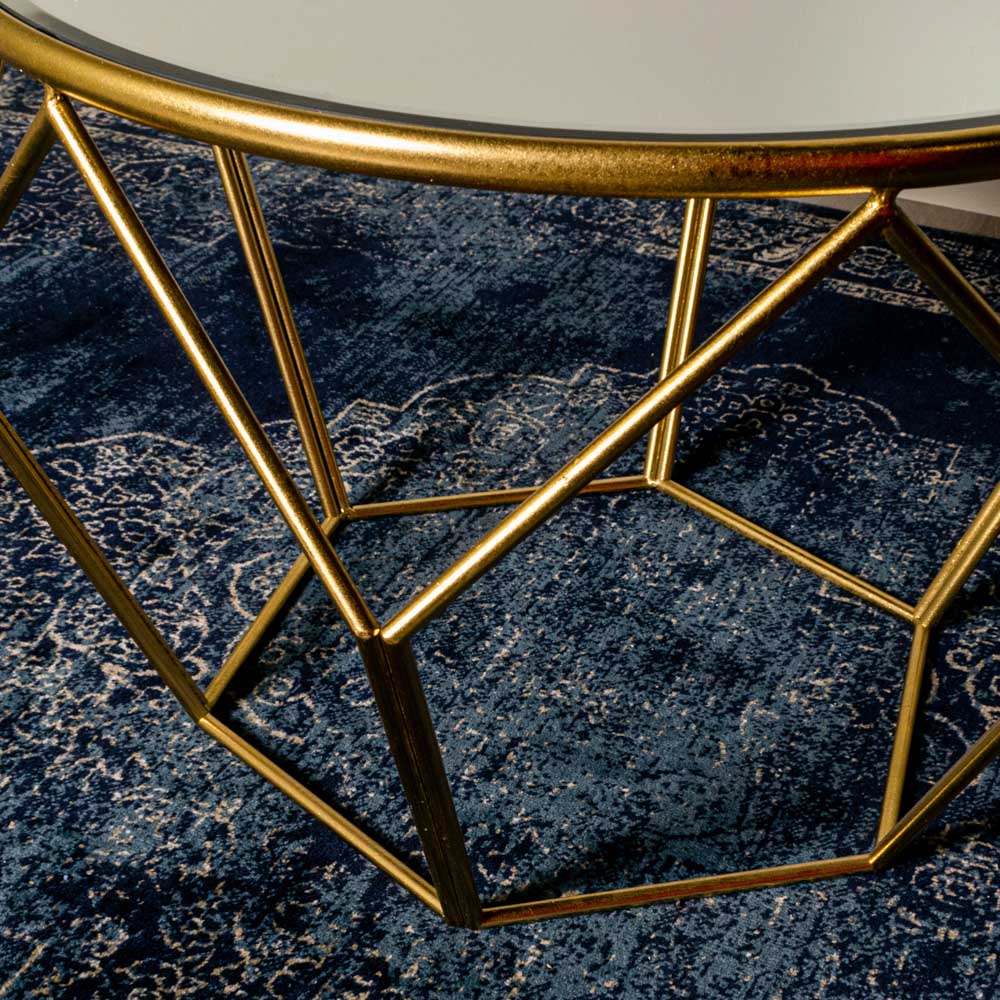 Geometric end table mirrored gold 