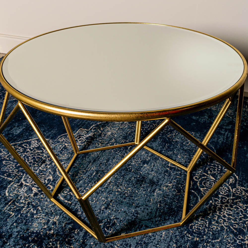 Geometric end table mirrored gold 