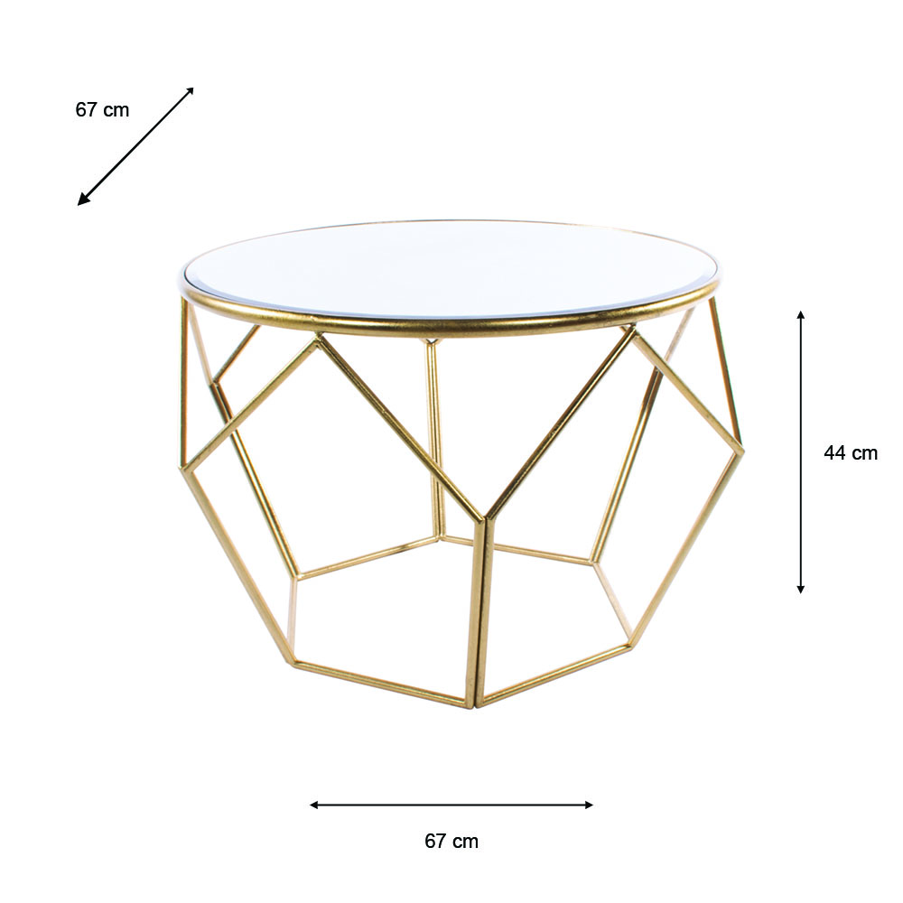 Geometric end table mirrored gold 