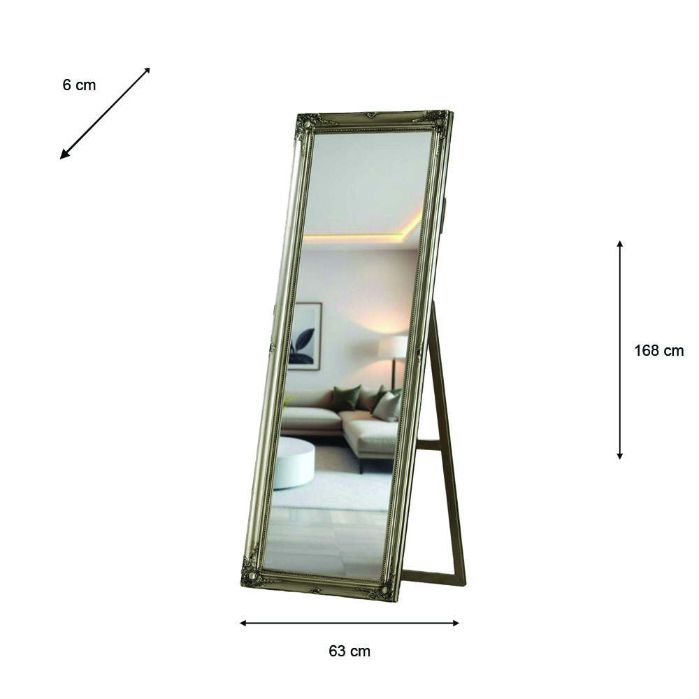 Chateau wide cheval mirror champagne