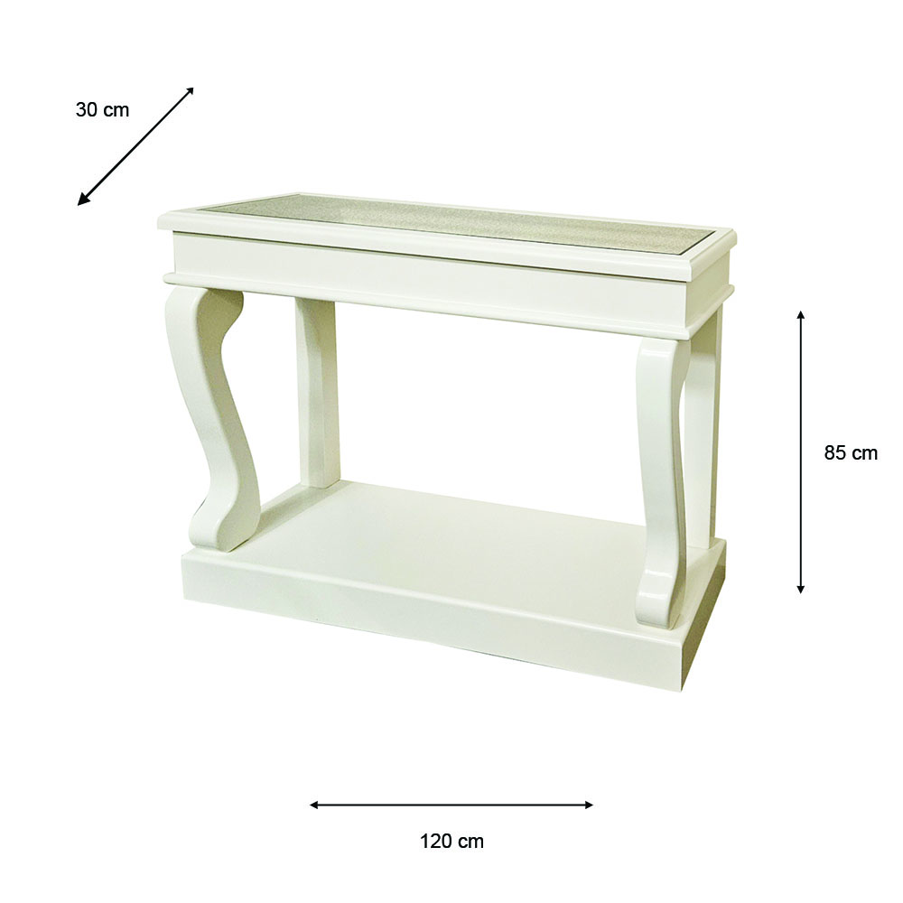 Scroll console table antique mirror ivory 120cm
