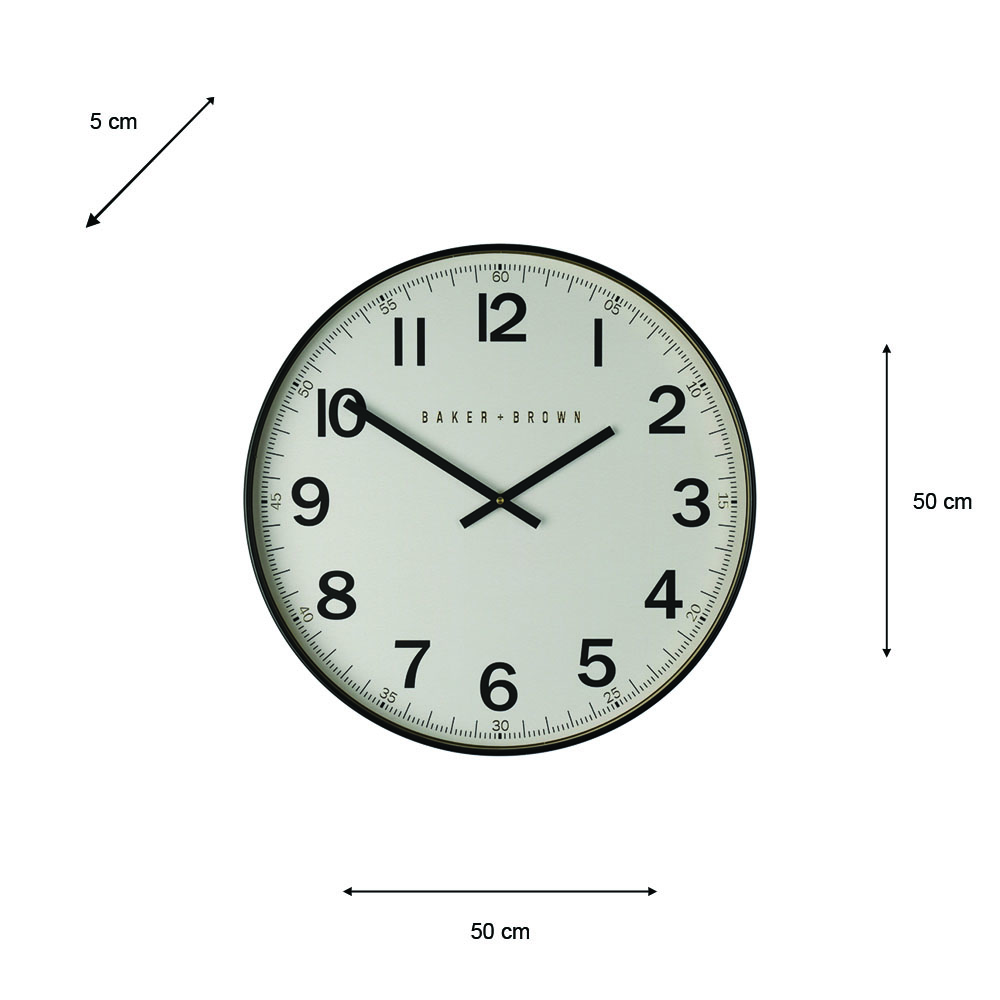 Baker and brown station clock white 50cm