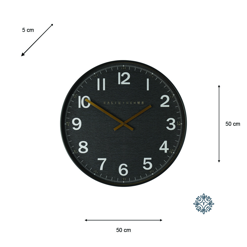 Baker and brown station clock black 50cm