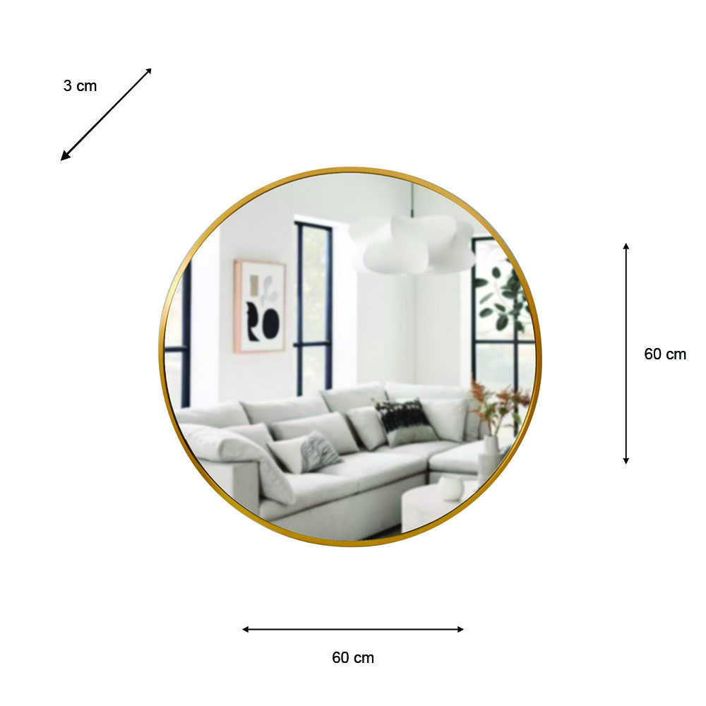 Modena round wall mirror gold 60cm