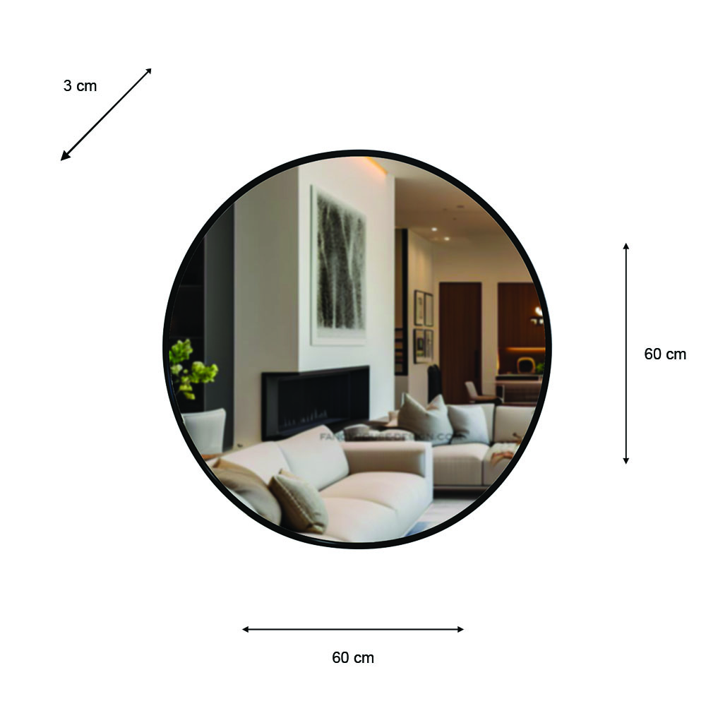 Modena round wall mirror black 60cm