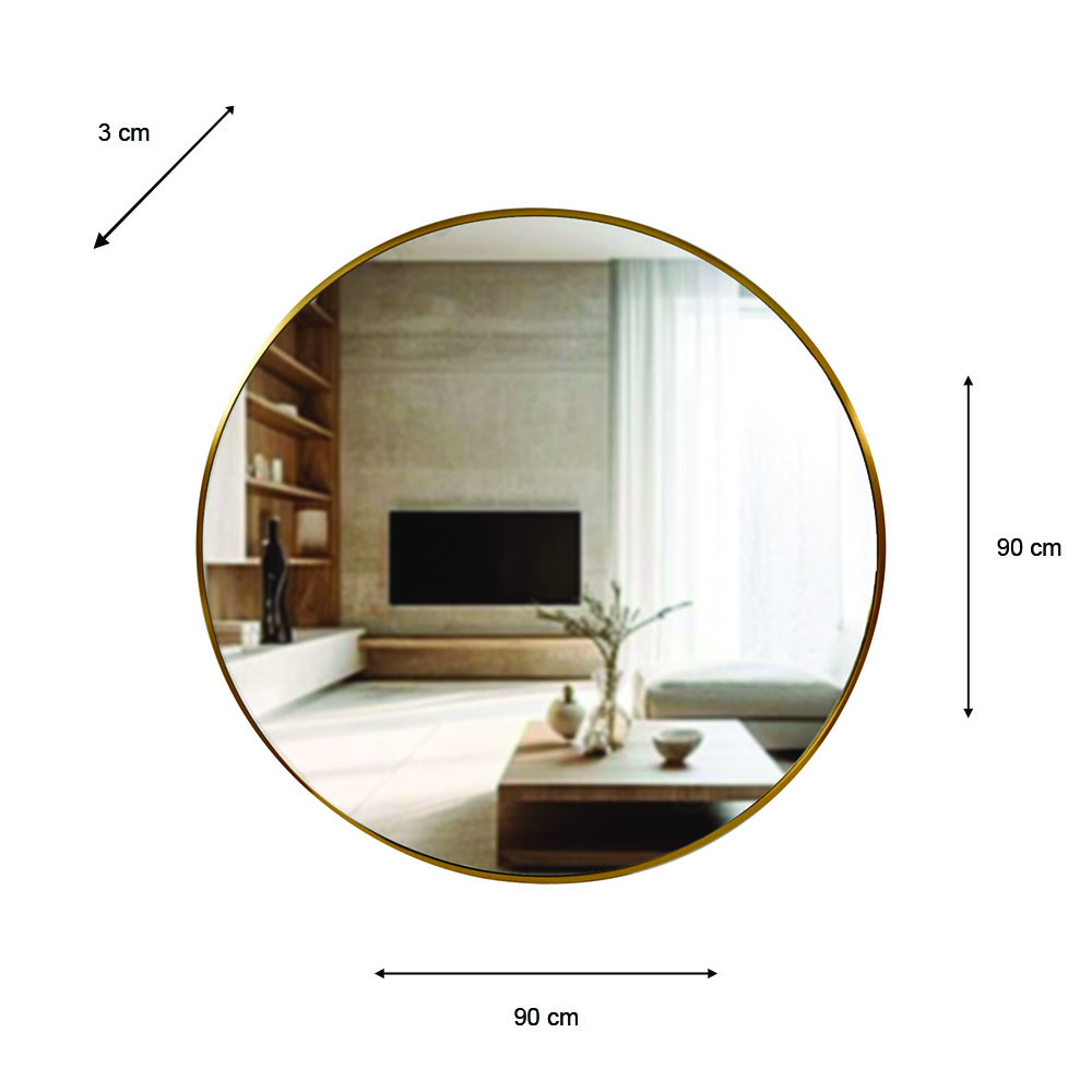 Modena round wall mirror gold 90cm