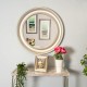 Lena wall mirror beaded round champagne