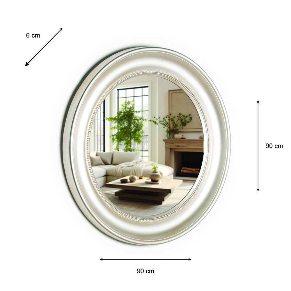 Lena wall mirror beaded round champagne