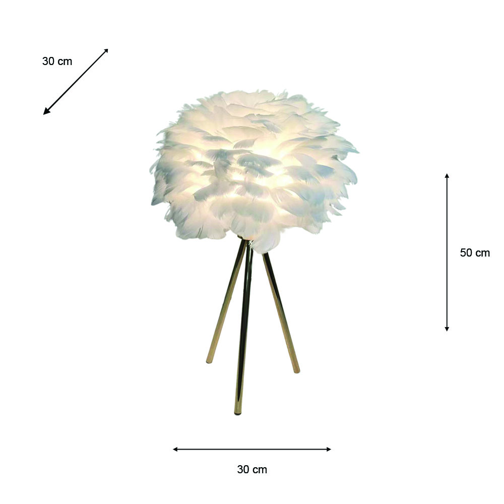 Feather table lamp white 50cm