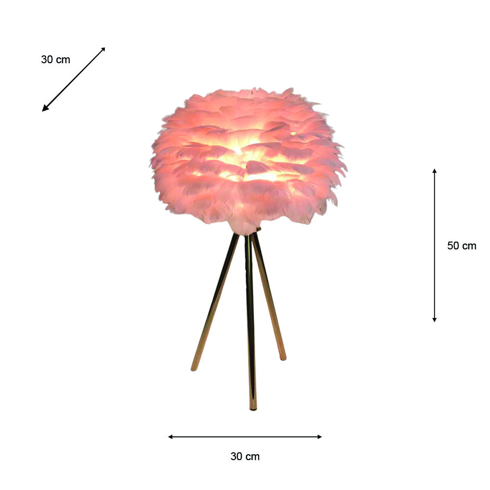 Feather table lamp pink 50cm