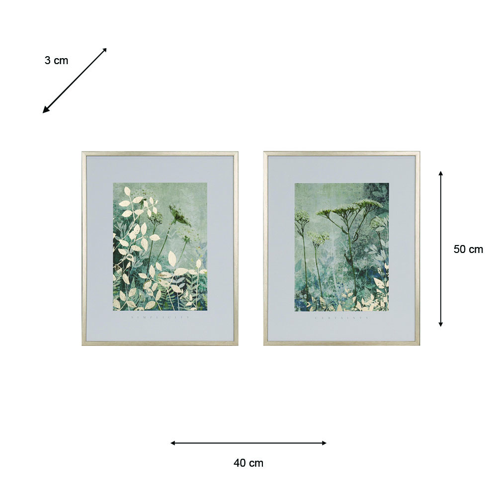 Framed print simplicity 40 x 50cm 2 asst