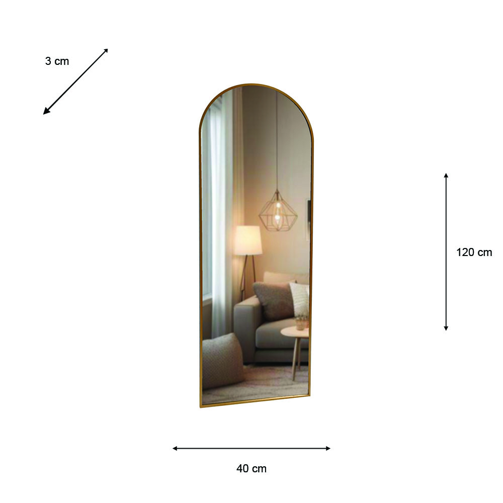 Modena arch mirror gold 40x120cm