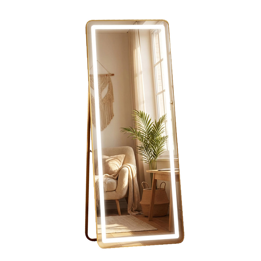Modena led cheval mirror gold 160 x 50cm