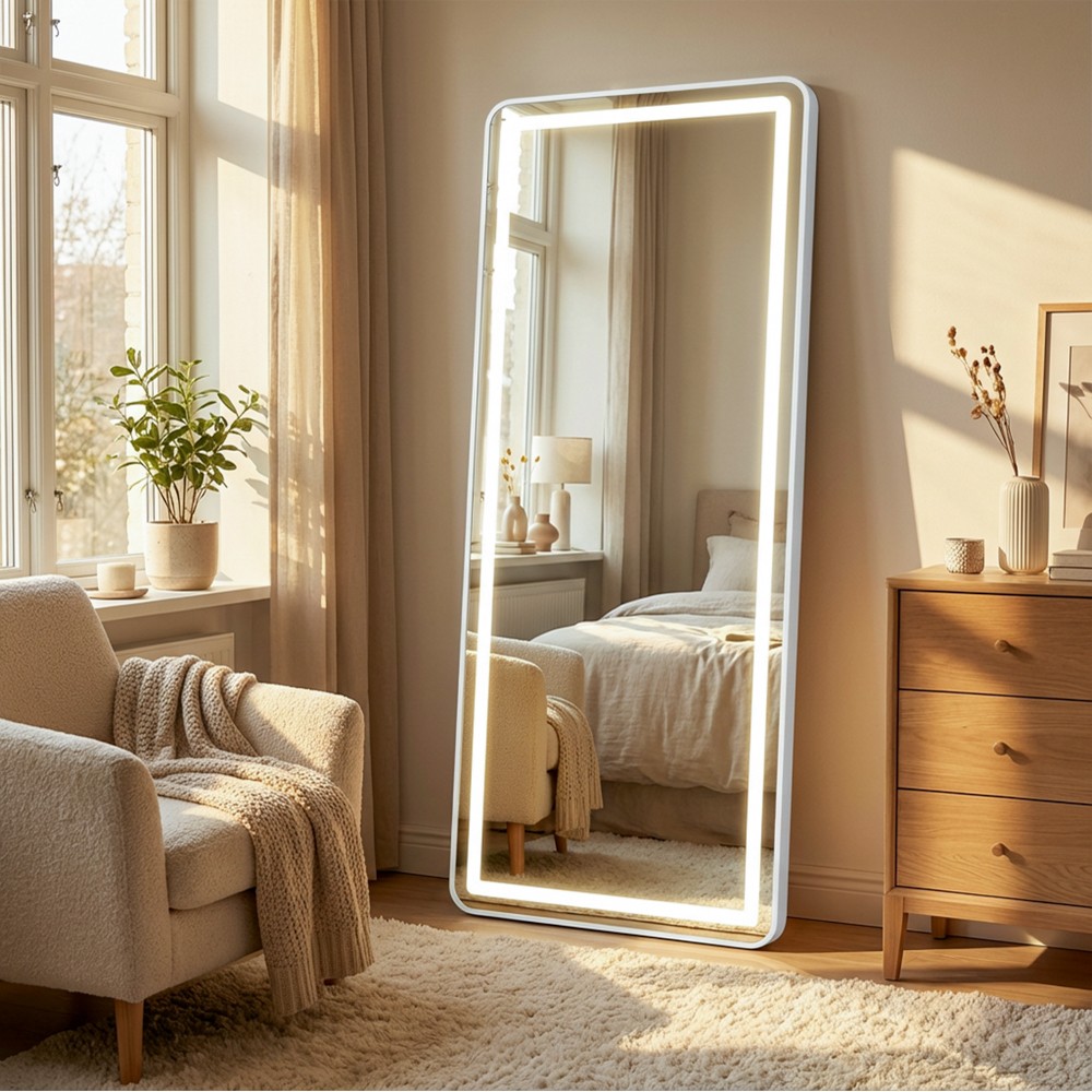 Modena led cheval mirror white 160 x 50cm