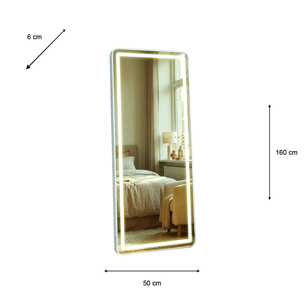 Modena led cheval mirror white 160 x 50cm