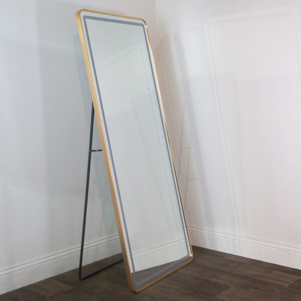 Modena led cheval mirror gold 170 x 70cm