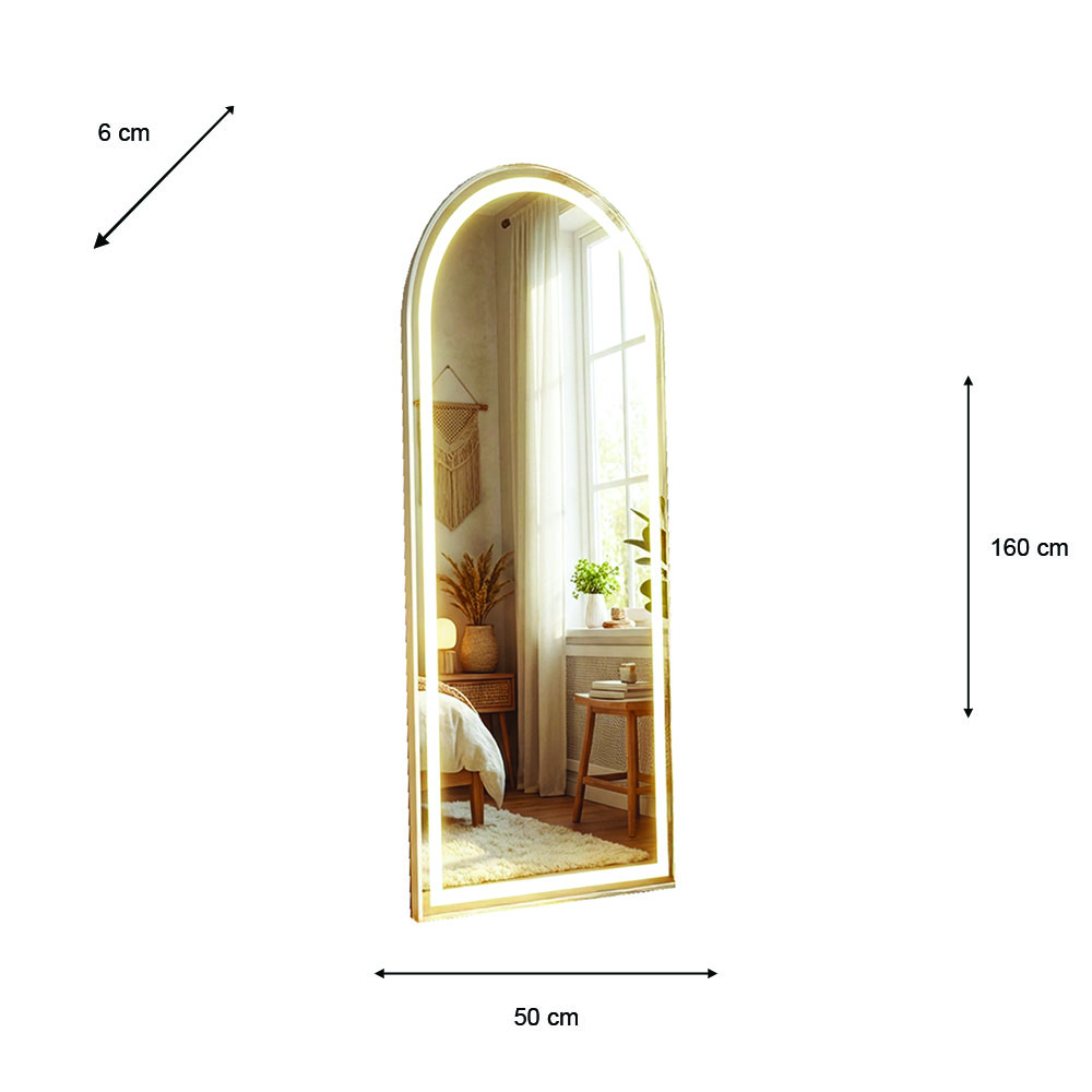 Modena led cheval arch mirror white 160 x 50cm