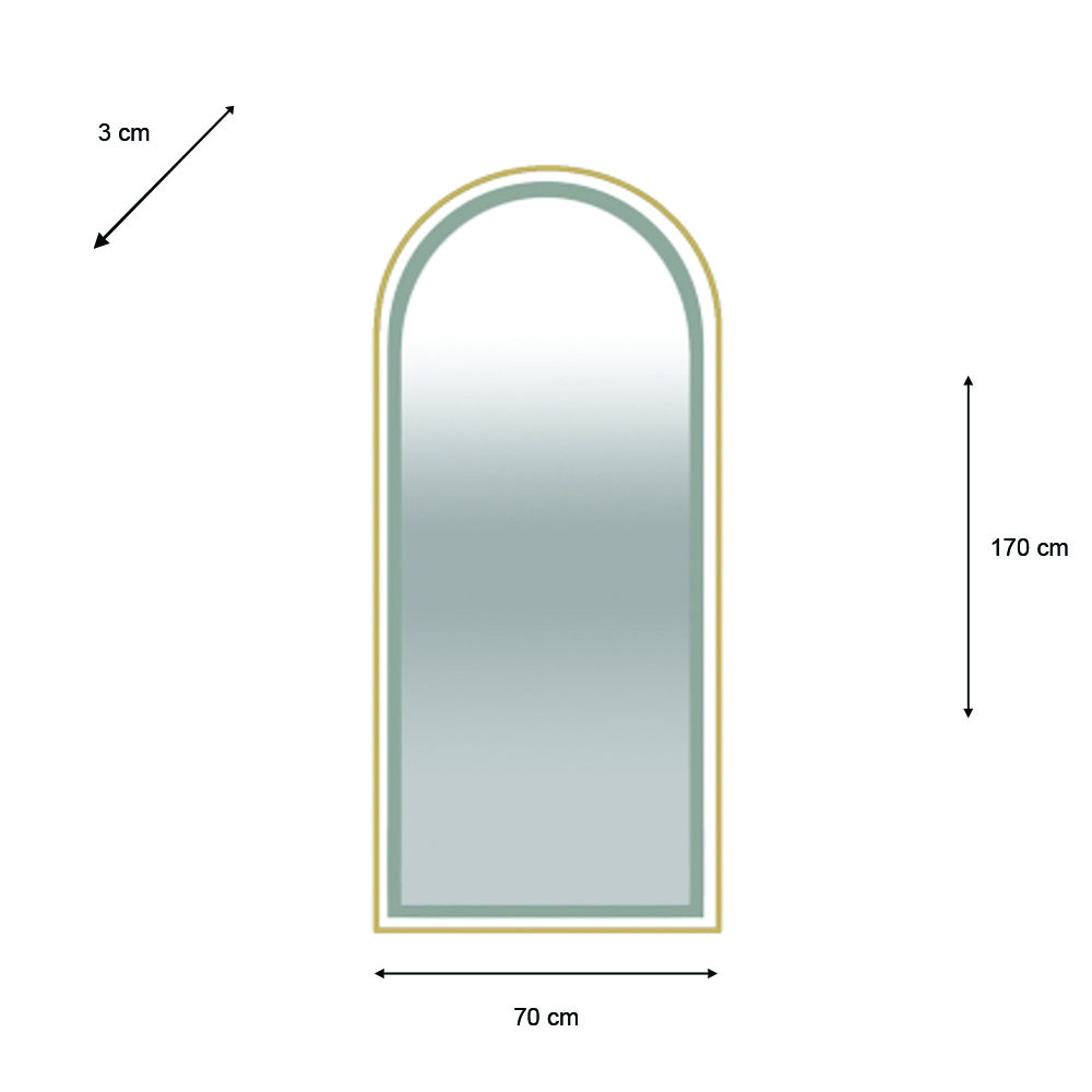 Modena led cheval arch mirror gold 170 x 70cm