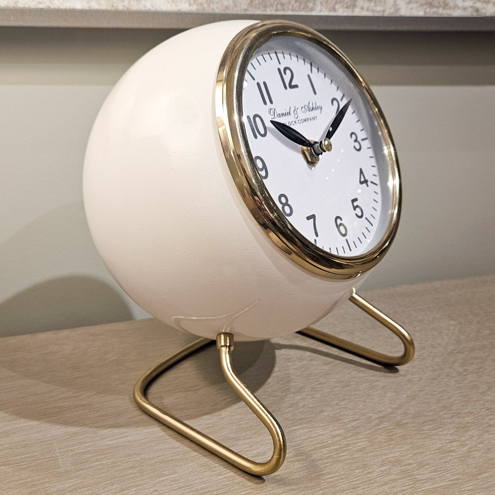 Daniel and ashley retro mantel clock enamel ivory