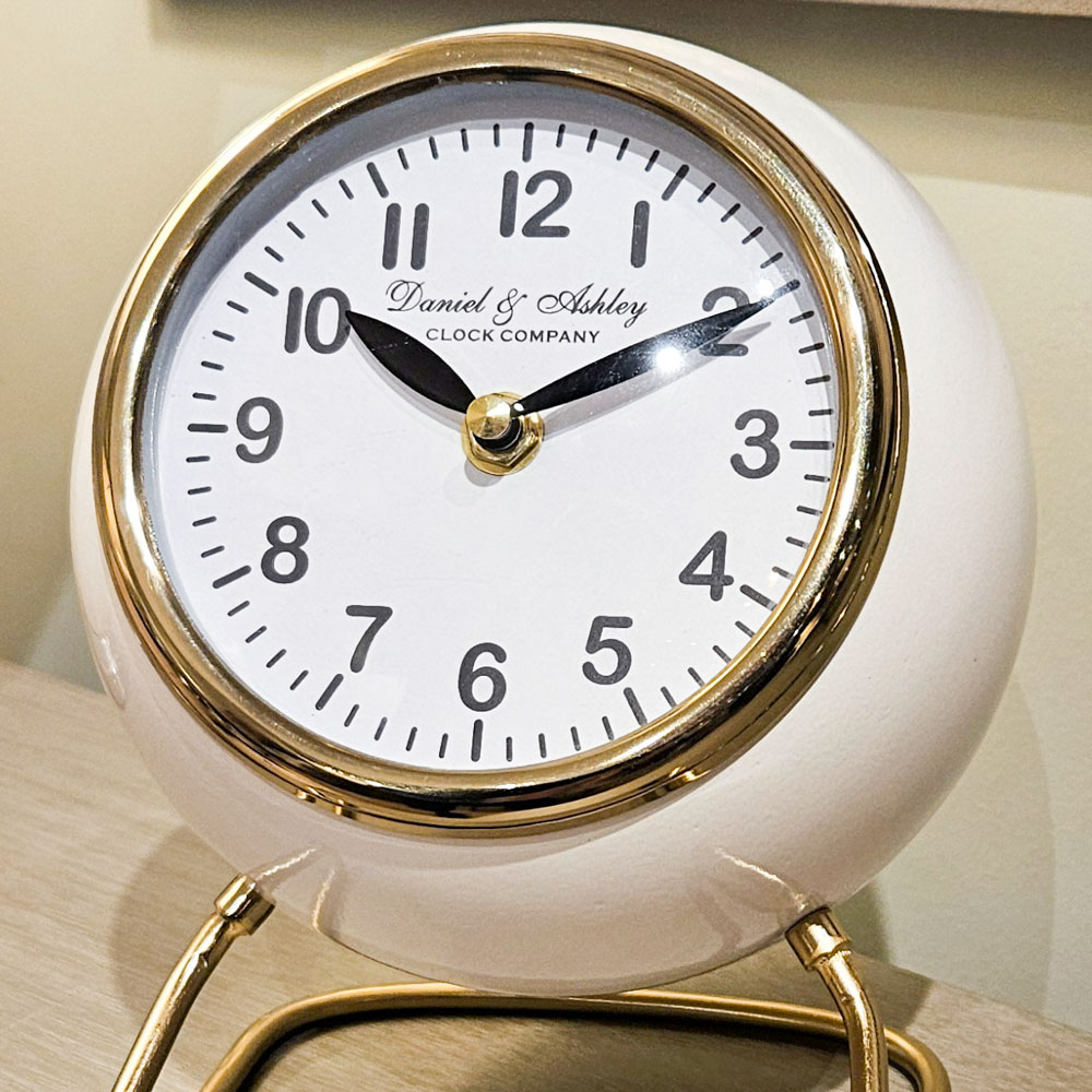 Daniel and ashley retro mantel clock enamel ivory
