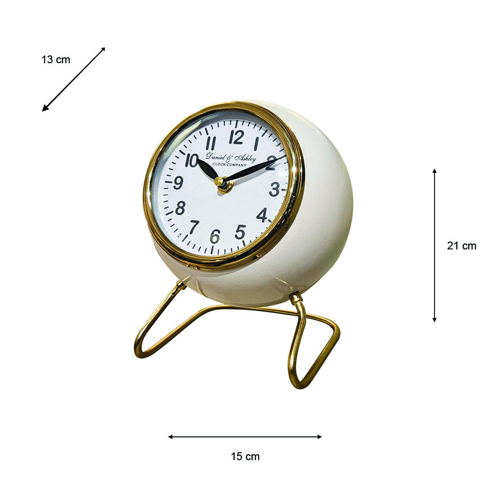 Daniel and ashley retro mantel clock enamel ivory