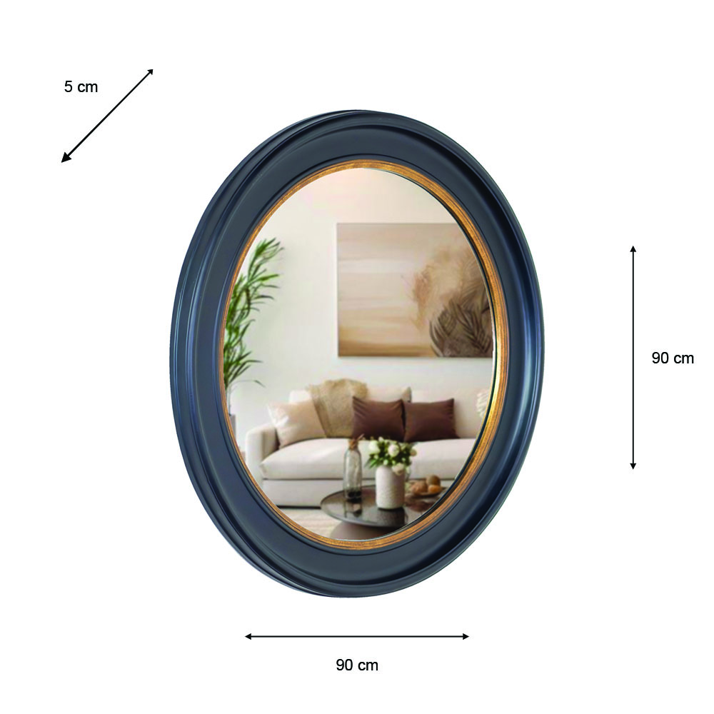 Macy round mirror black/gold 90cm