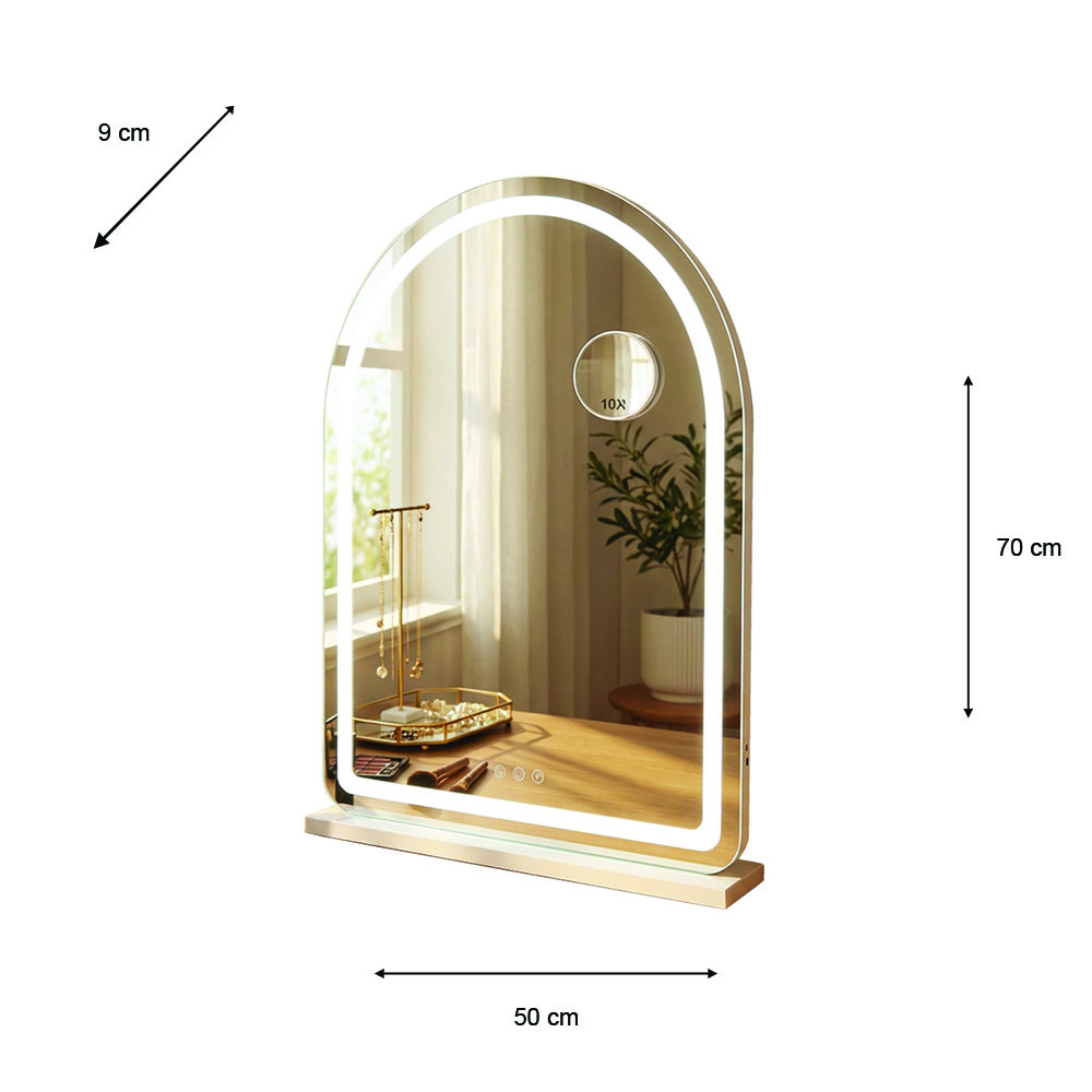 Hollywood arch vanity mirror white 70 x 50cm