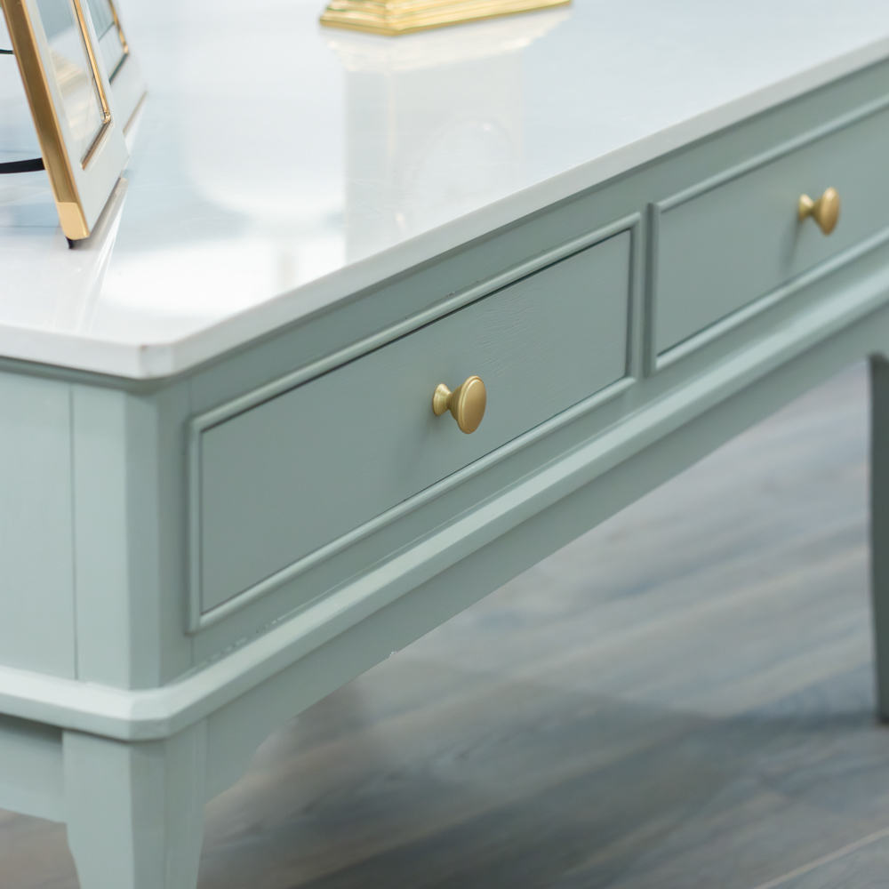 Monroe coffee table with marble top sage 