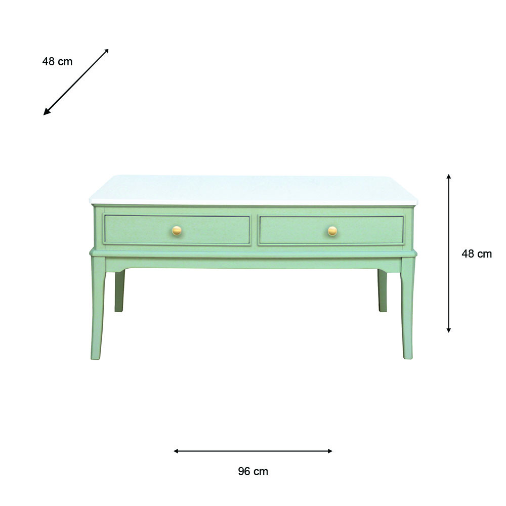 Monroe coffee table with marble top sage 