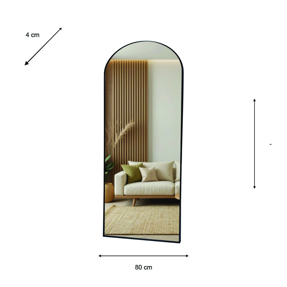 Modena arch leaner mirror black 80 x 180cm