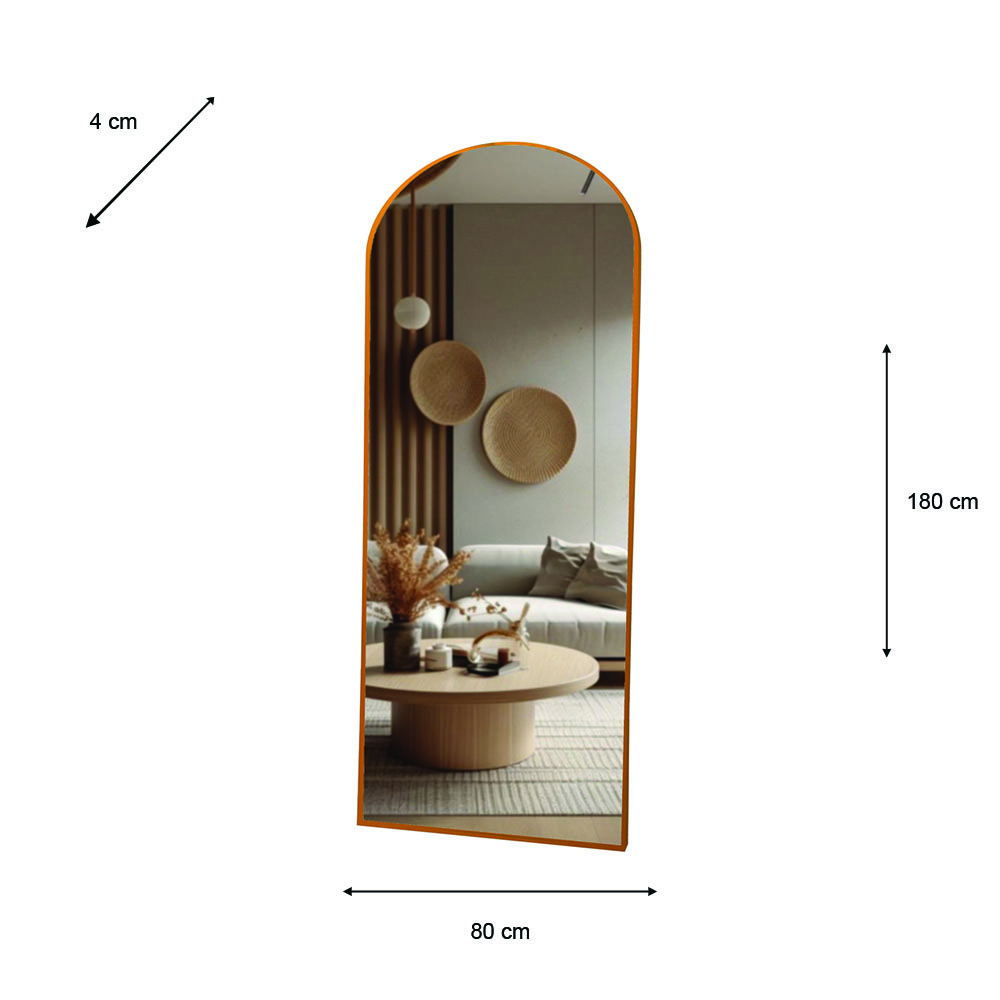 Modena arch leaner mirror gold 80 x 180cm