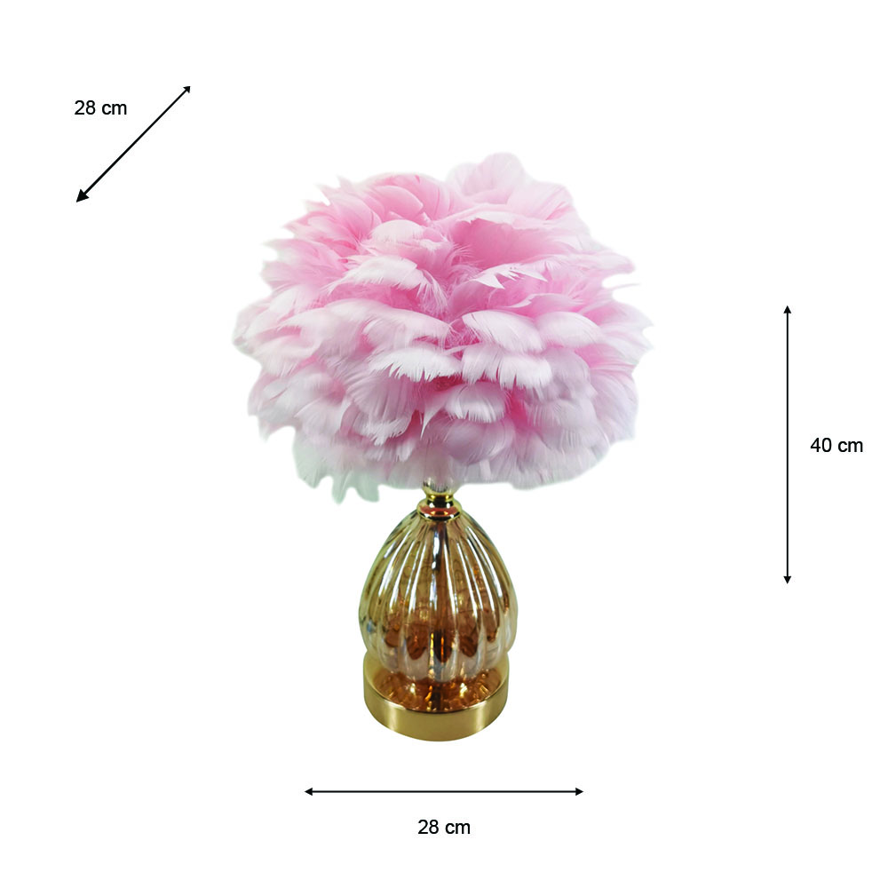 Raya led base feather lamp pink 40cm