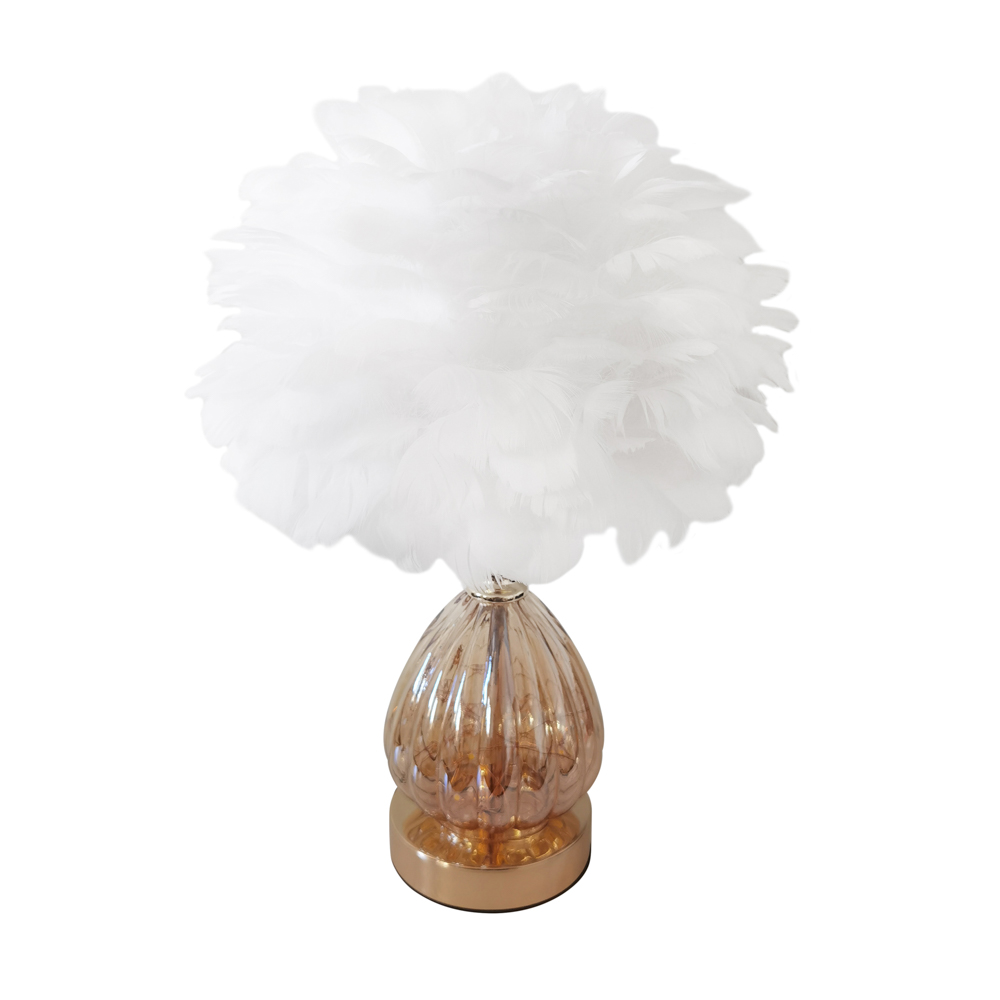 Raya led base feather lamp white 40cm