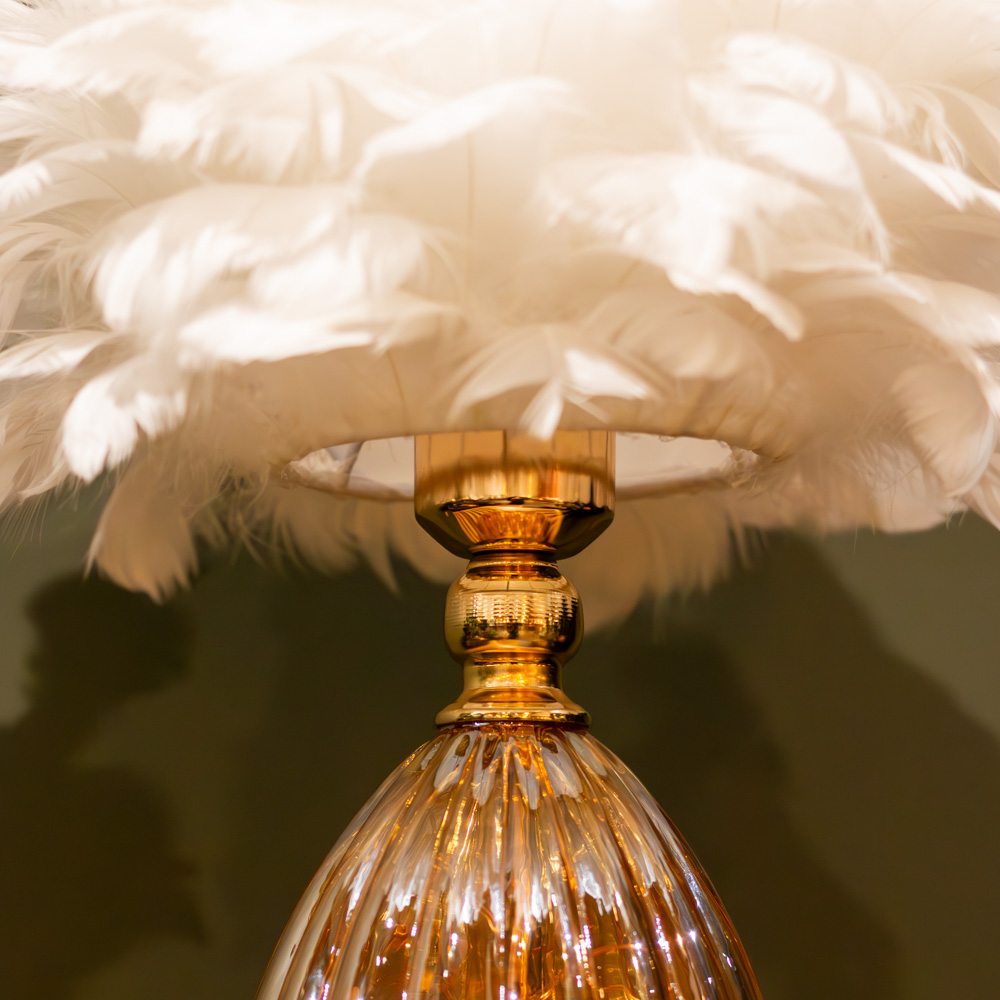 Raya led base feather lamp white 40cm