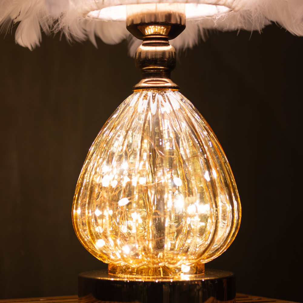 Raya led base feather lamp white 40cm