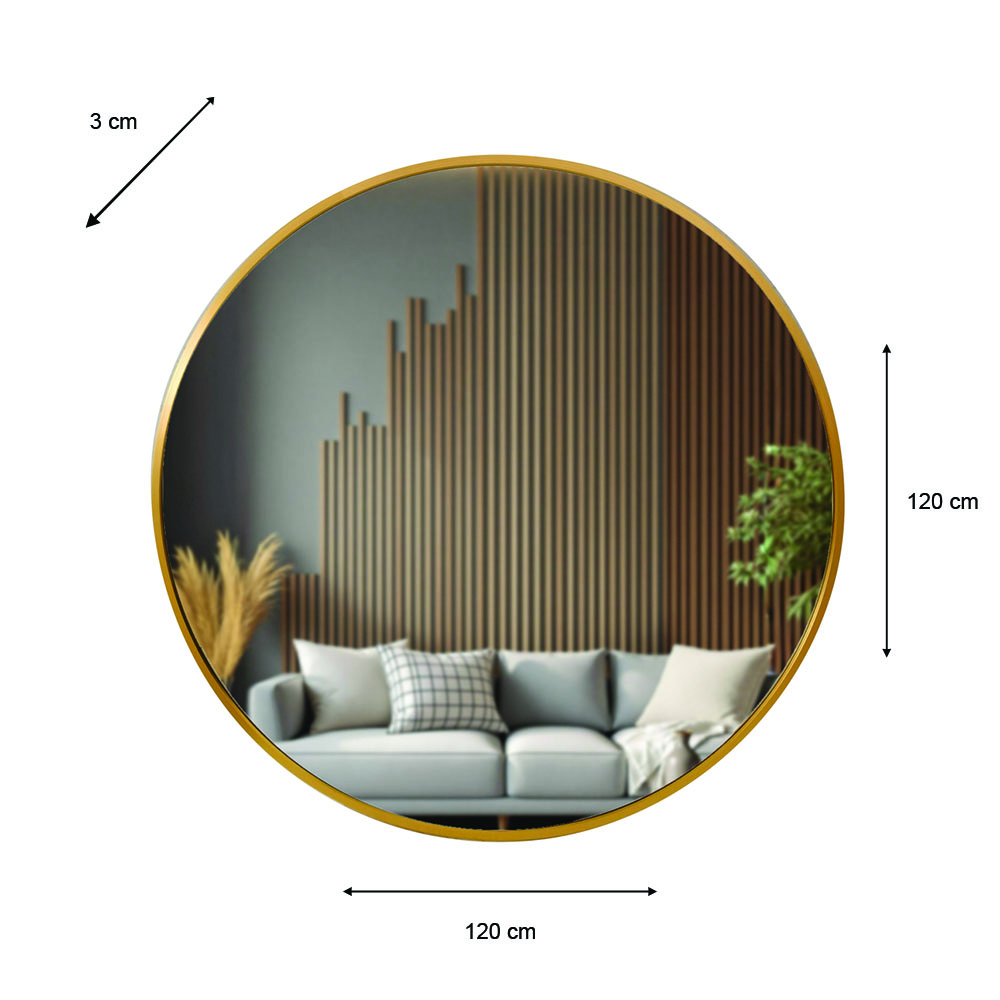 Modena round wall mirror gold 120cm