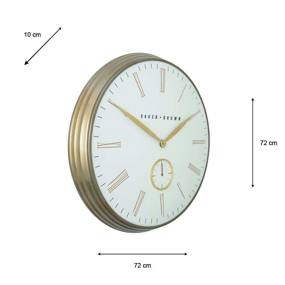 Baker and brown clock white/brass 72cm 