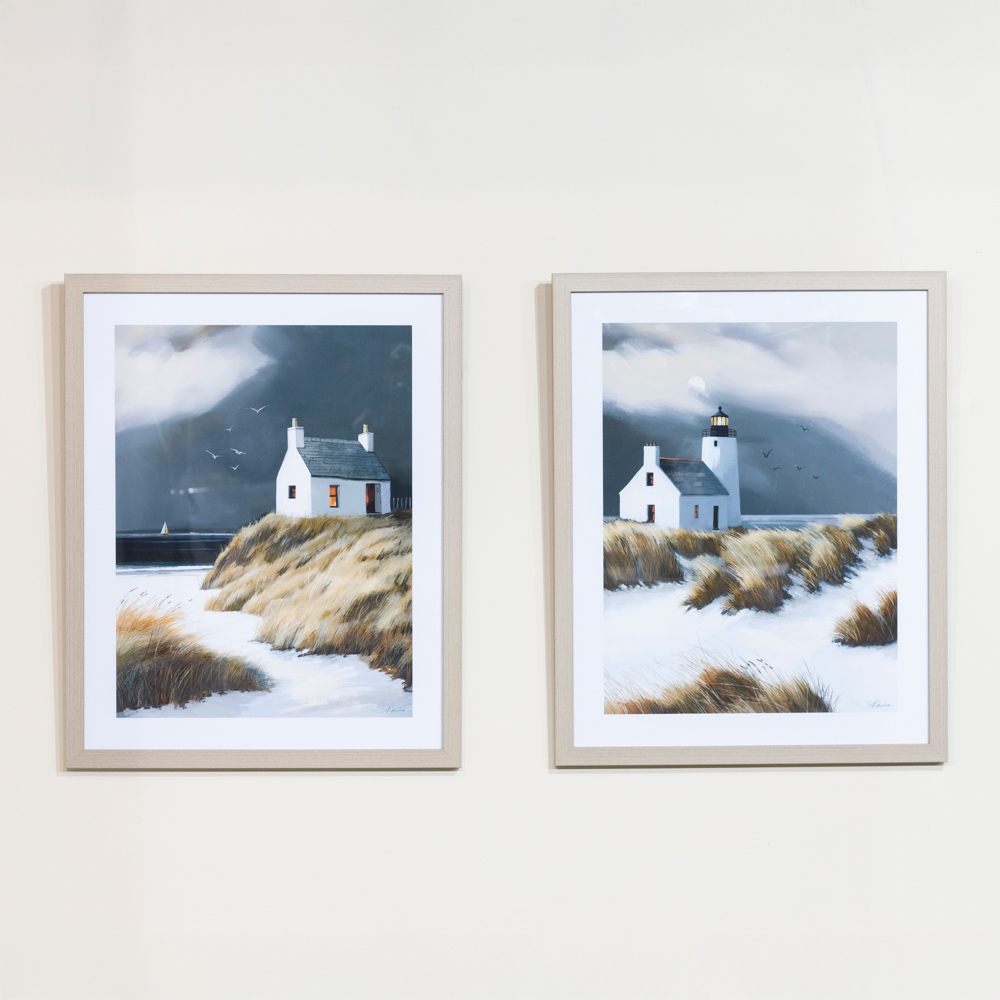 Framed canvas beyond the dunes 60 x 75cm 2 asst