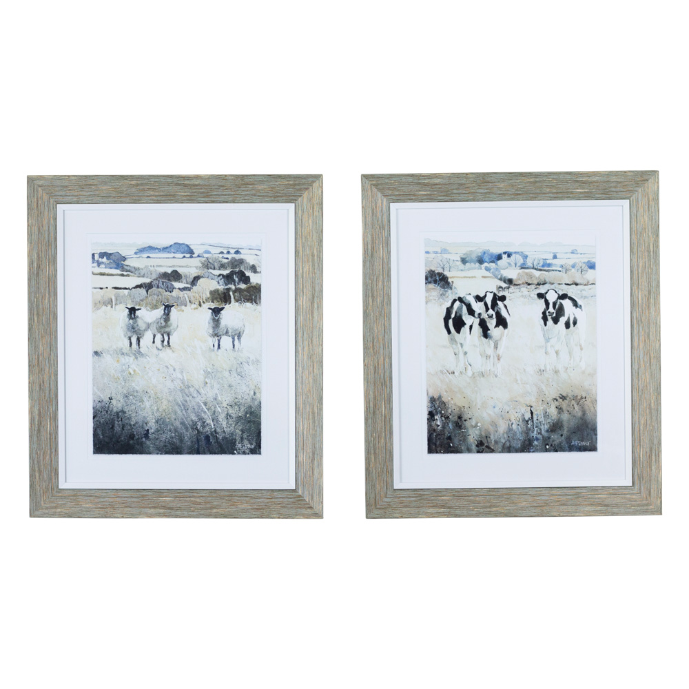 Framed print curious chatter 58 x 50 cm 2 asst