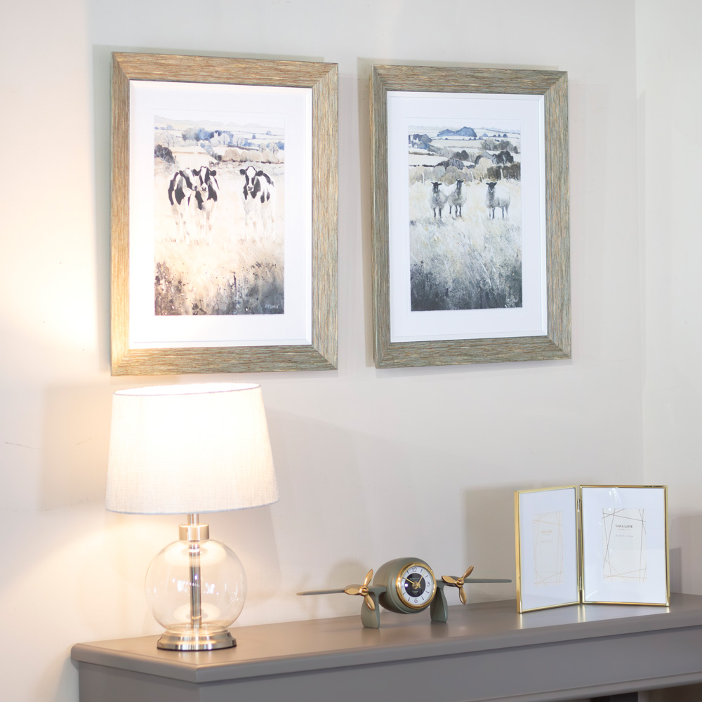 Framed print curious chatter 58 x 50 cm 2 asst
