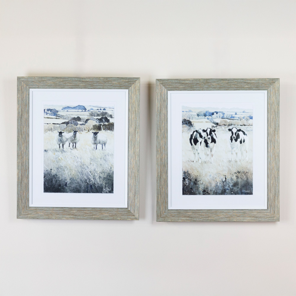 Framed print curious chatter 58 x 50 cm 2 asst
