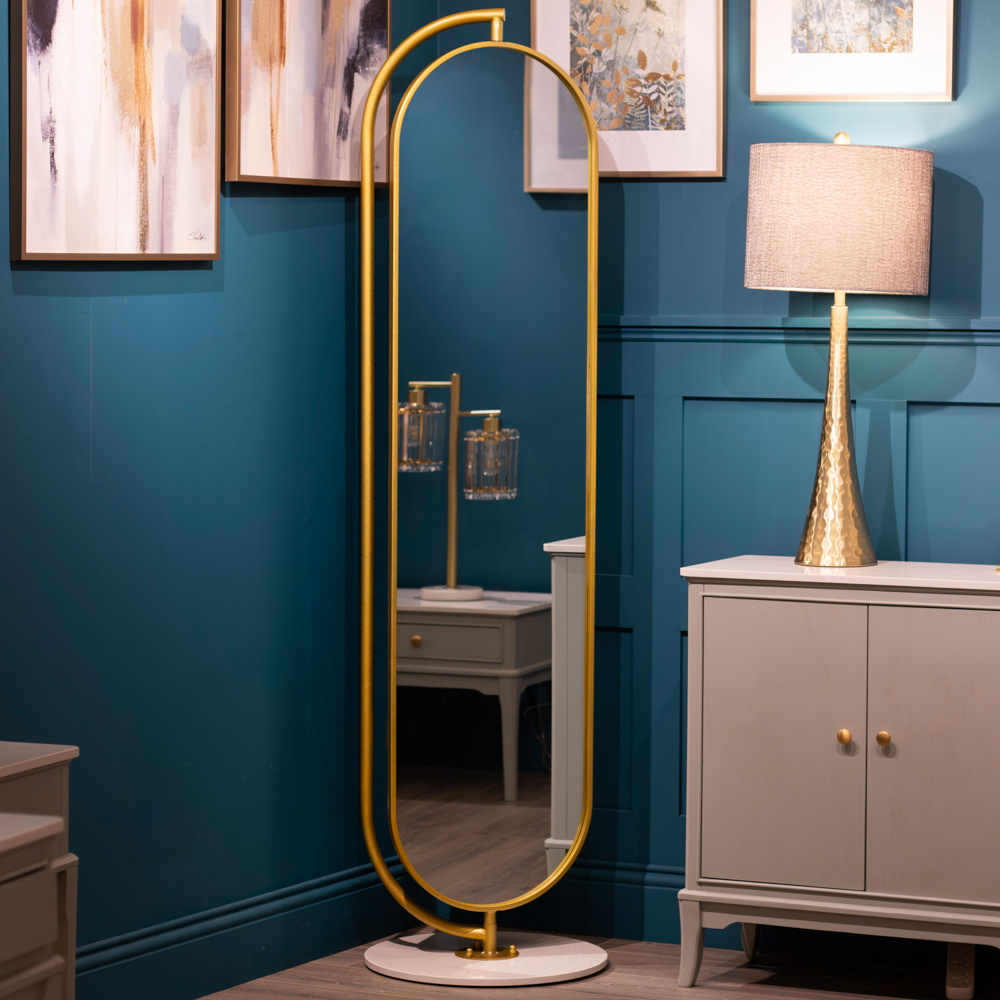 Rotating mirror w/hangers and marble base 175cm