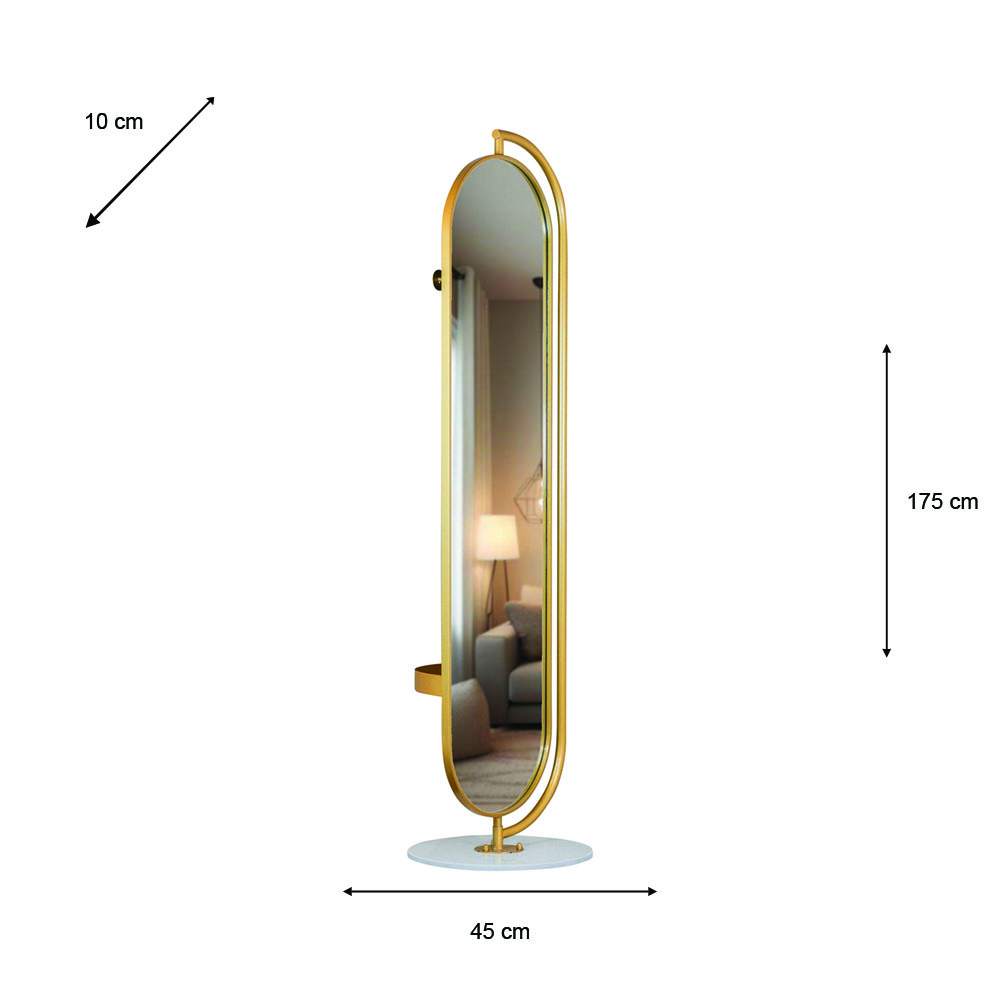 Rotating mirror w/hangers and marble base 175cm
