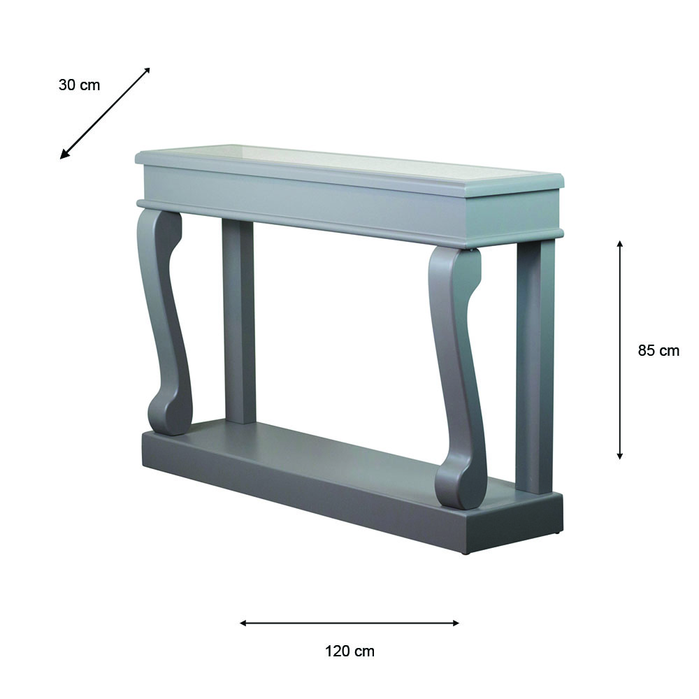 Scroll console table ant mirror mink 120cm