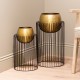 Misha s/2 planters with stand brass/black