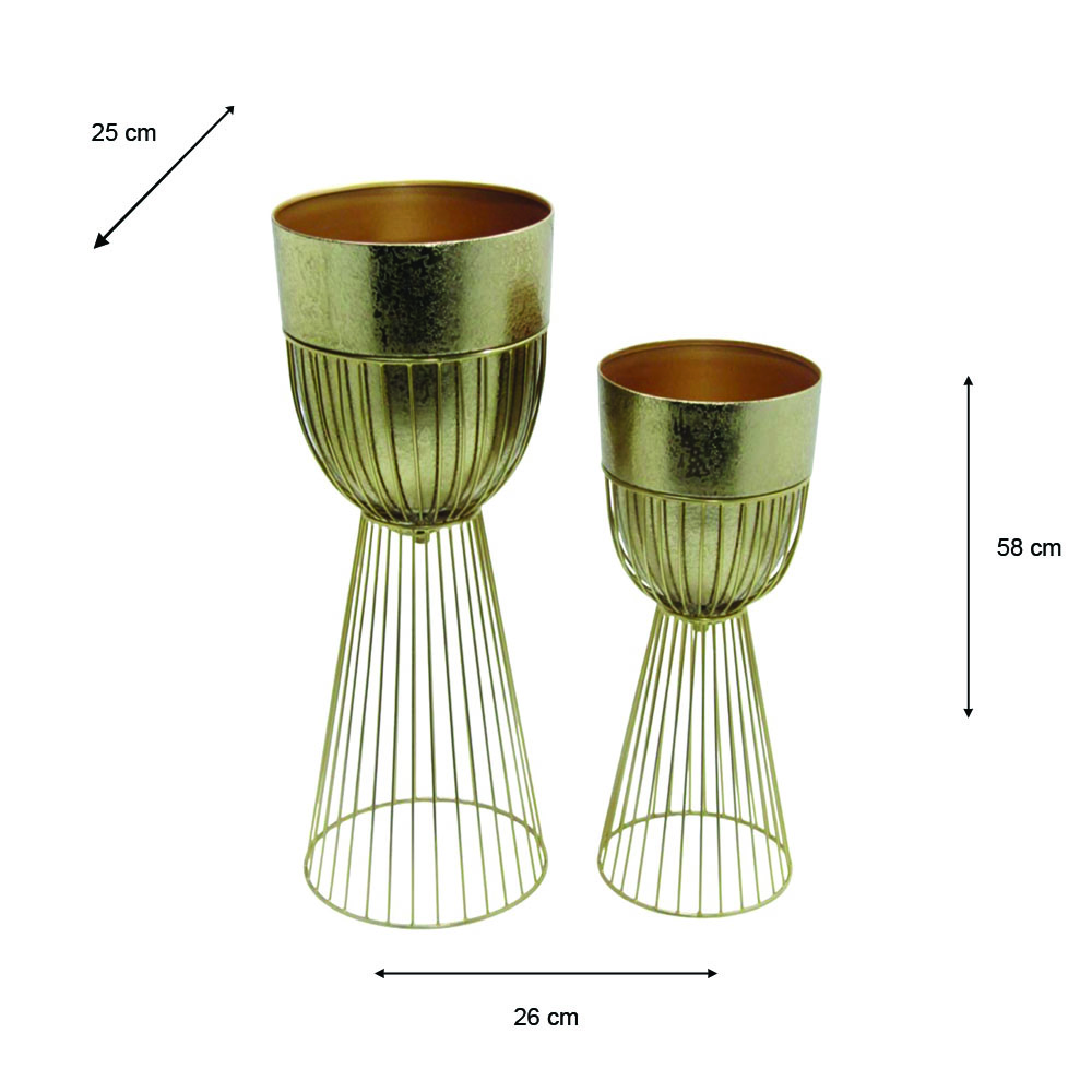 Sana s/2 planters with stand gold