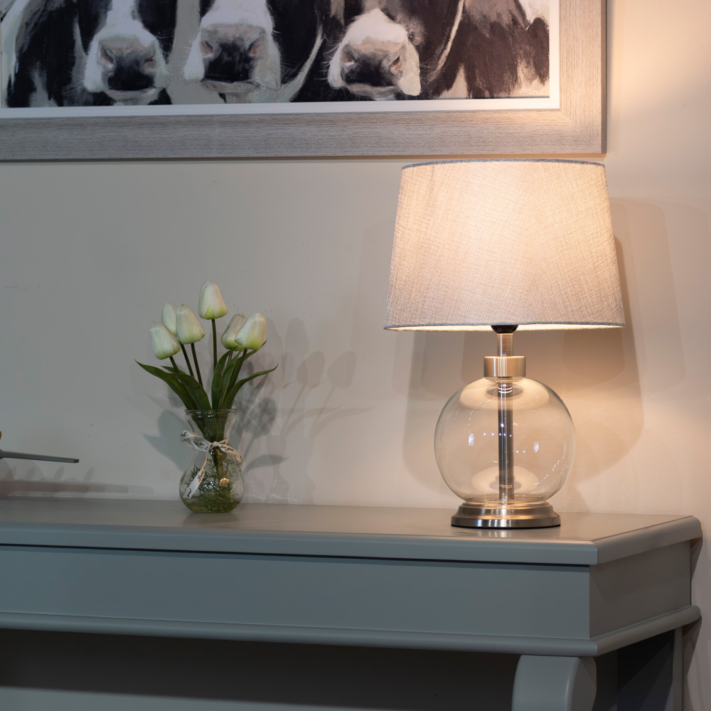 Bella glass lamp silver 45cm