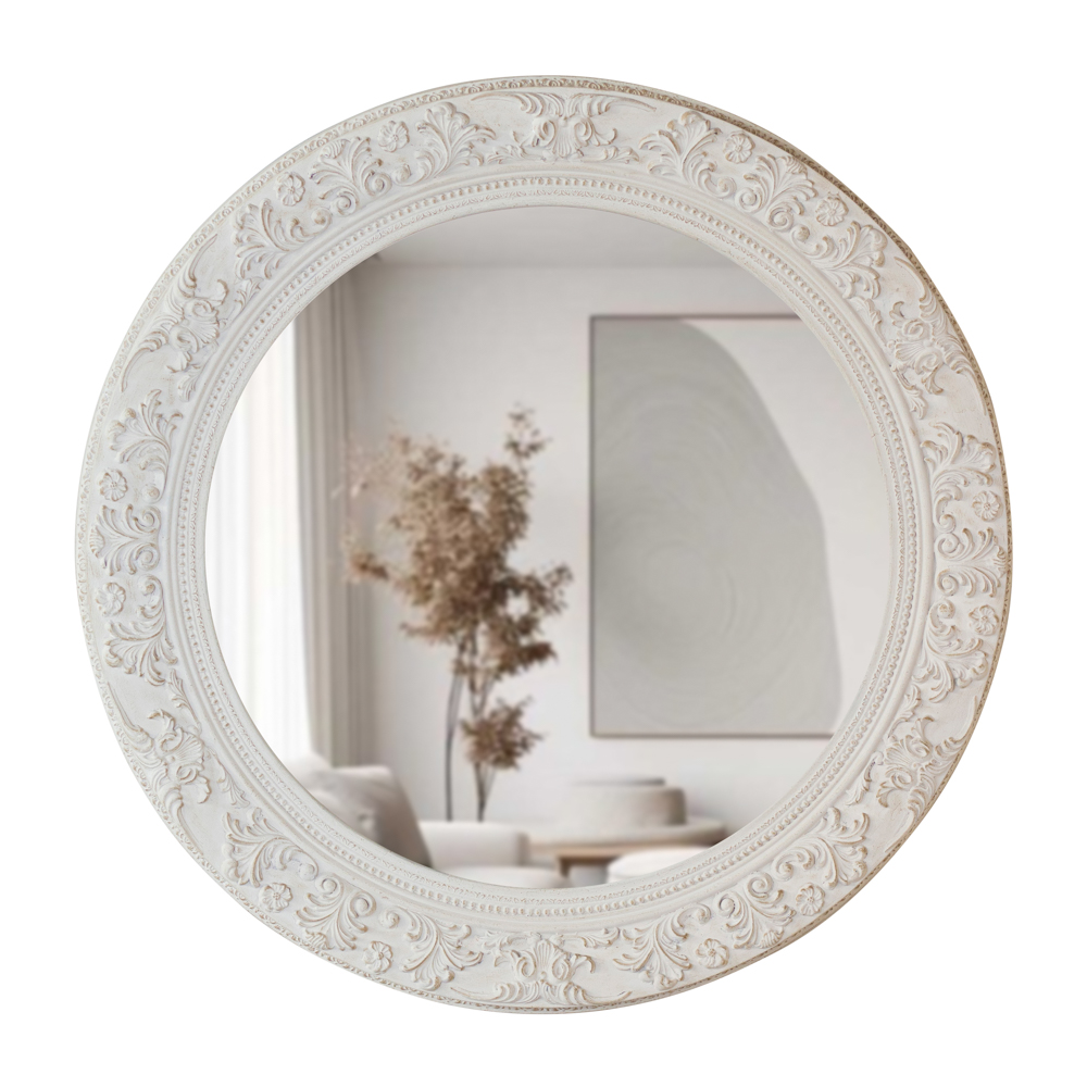 Yvette round mirror 90cm cream